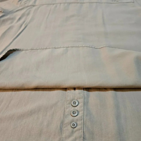 HABIT Men's Army Green Venter Mesh Short Sleeve L Shirt Zip Pockets Point Collar - Picture 8 of 11